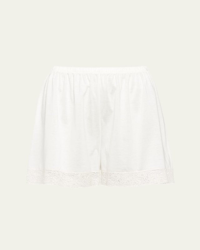 Mineral Lace-Trim Cotton Shorts